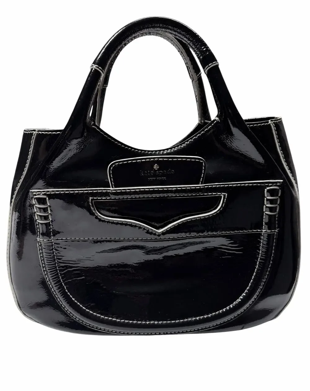 Kate Spade Black Patent Leather Pretty Penny Treesh Shoulder Handbag Large Purse